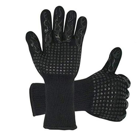 Latrodar High Temperature BBQ Fireproof Sturdy ing Insulation Glove Black 8x6 Inch Home Tools