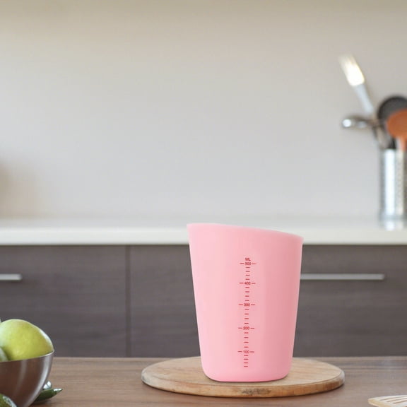 Gecau High Temperature Measuring Cup 500ml Cup With Visible Scale Baking Measuring Cup Pink Party Favor 3.2x3.2 Inch