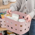 thumbnail image 1 of Latrodar Household Plastic Sundries Storage Basket Desktop Cabinet Rectangular Small Basket Home Transparent Bathroom Storage Basket Pink Novelty 9.8x7.6 Inc, 1 of 5