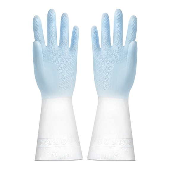Gecau Housework Cleaning Gloves Plastic Oxford Durable Dishwashing Sturdy h Pot Laundry Gloves Blue 7.2x6.4 Inch Home Decor
