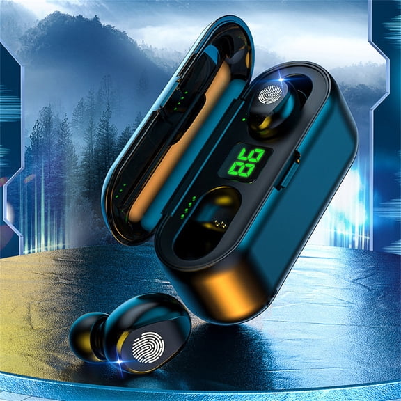 Gecau In-ear Earbuds Digital Display Touch-Control Crafted with Care TWS-Headphones IPX7 Black 4.8x3.2 Inch Home Decor