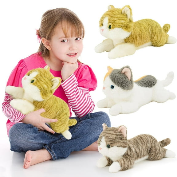 Latrodar Kids Christmas Gifts Plushies Simulated Cats Plush Toy Cute Doll Stuffed Animal Realistic Kitty Decor for Home Pet Lovers Gift Stuffed Animals Sister Birthday Gifts