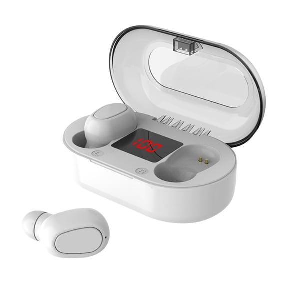 Gecau L22 Bluetooth Earphone With Microphone LED Elaborately Made Cancelling Headsets White 4x1.6 Inch Home Stuff