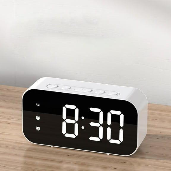 Latrodar LED Electronic Alarm Clock Mirror Clock Student Practical&Affordable ed Temperature Clock White 6x2.8 Inch Home Essentials