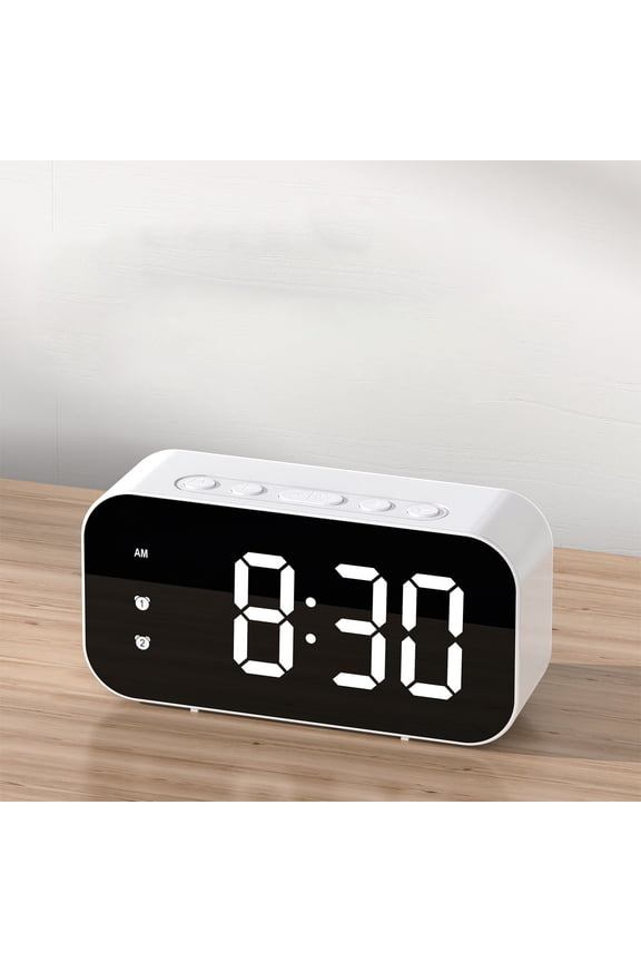 Latrodar LED Electronic Alarm Clock Mirror Clock Student Practical&Affordable ed Temperature Clock White 6x2.8 Inch Home Essentials