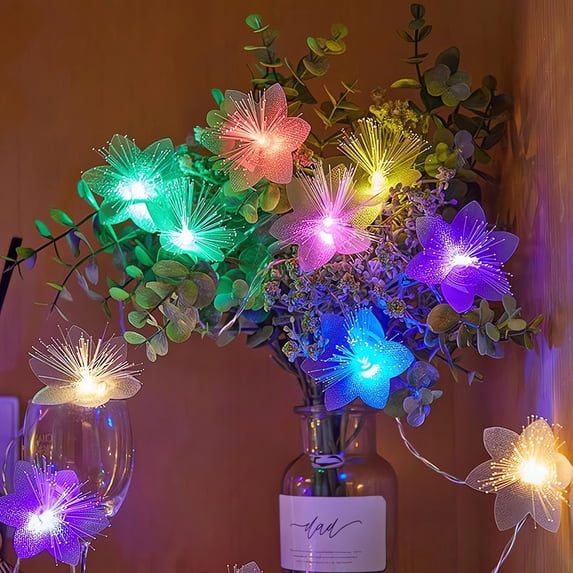 Gecau LED Flower String Lights Wedding Indoor Outdoor Christmas Glowing Decorations For Teenage Girls White 5.2x0.4 Inch