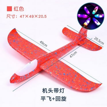 Latrodar LED Light Airplane 17.5inch Large Throwing Foam Plane Flight Mode Glider Plane Practical&Affordable ay Party Favors Foam Red Home Gadgets