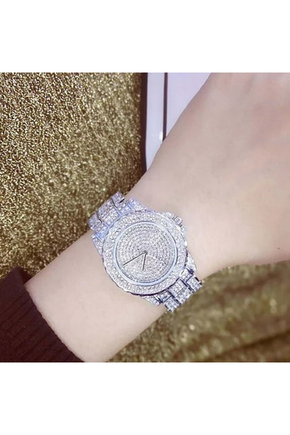 Ladies Rhinestone Watch Gypsophila Diamond Steel Creative Quartz Ladies Watch B 4x1.6 Inch Home Essentials