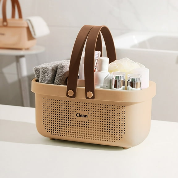 Gecau Large Capacity Bath Shower Basket Portable Storage Puff Shower Caddy Storage Basket Pink Durable 3.2x3.2 Inch