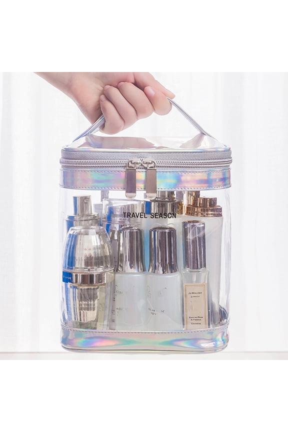 Latrodar Large Capacity Transparent Cosmetic Storage Bag- Large Cosmetic Makeup Travel Organizer For Men & Women,Cosmetic Storage Bag silver Durable 6x0.8 In