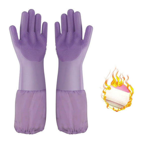 Latrodar Lengthening Dishwashing Gloves Household Gloves And Budget-Friendly f Pet Bathing Gloves Purple 7.2x5.6 Inch Home Gadgets