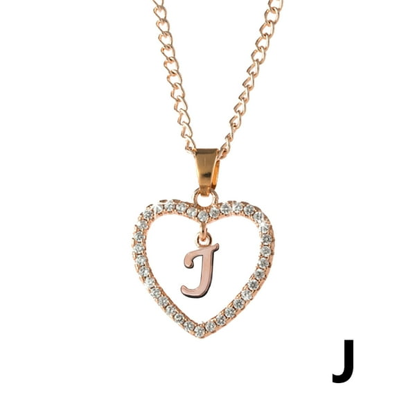 Latrodar Letter Necklace 26 letter zircon Heart Necklace Jewelry Pendant Necklace Rose Gold up to 50% Off