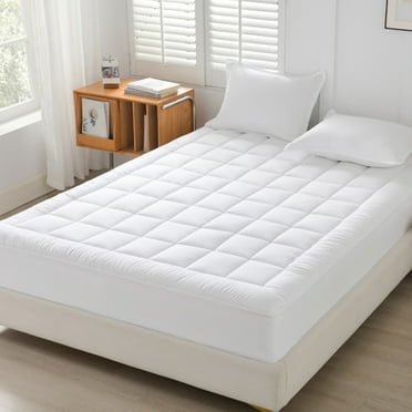 Latrodar Mattress Topper Double Layer Cotton Top Fitted Mattress Non-Toxic iseless Mattress Pad White 14.4x11.6 Inch Home Essentials
