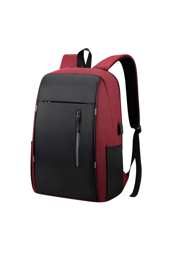 Men Backpack 15.6 In USB Charging Laptop Computer Bag Casual Business Eco-Friendly Material Red 9.2x8 Inch Home Essentials