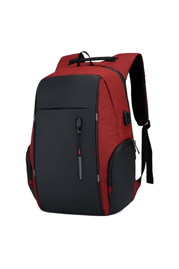 Men Backpack 15.6 In USB Charging Laptop Computer Bag Casual Business Upgraded Red 9.2x8 Inch Home Essentials