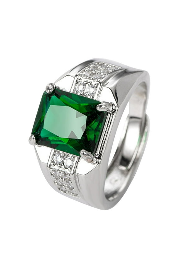 Men's European And Diamond Green Spinel Trendy Men's Living Ring Green up to 50% Off