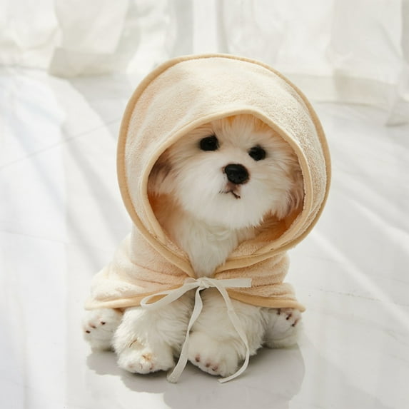 Gecau Microfiber Dog Bathrobe Quick Drying Pet Bath Robe Pet Super Absorbent Towel For Dogs And Cats Machine Washable Dog Bath Towels Beige Creative 7.2x0