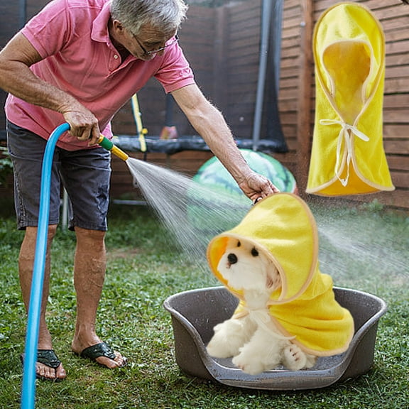 Latrodar Microfiber Dog Bathrobe Quick Drying Pet Bath Robe Pet Super Absorbent Towel For Dogs And Cats Machine Washable Dog Bath Towels Yellow Novelty 7.2x0