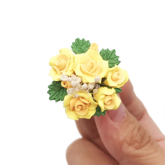 Latrodar Mini Dollhouse Miniature Green Plant Budget-Friendly Pot Garden Accessory Yellow 2x2 Inch Home Essentials