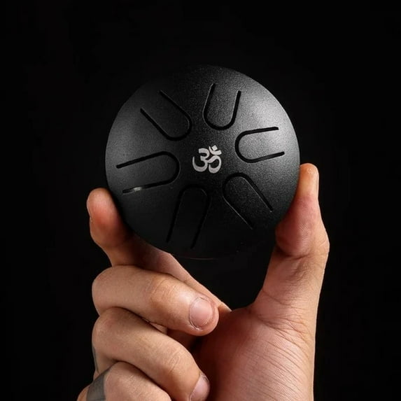 Latrodar Mini Tongue Drum, Percussion Hand Drum With Bag Music Mallet Finger Picks Crafted with Care Black 4x4 Inch Home Stuff