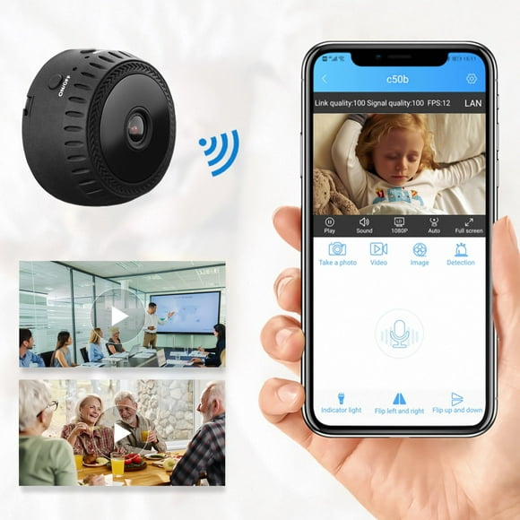 Latrodar Mini WiFi Camera Full Home Security Cam Video Audio Recorder Camcorder Night Vision Cam Enduring Black 4x4 Inch Home Decor