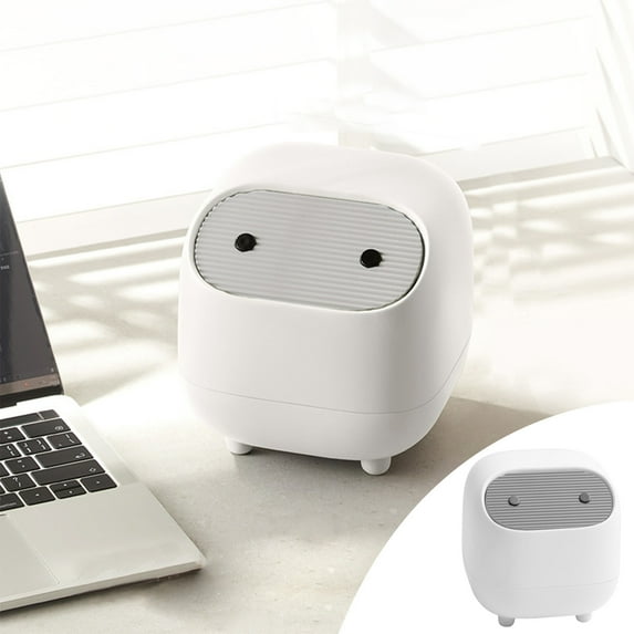 Latrodar Modern Plastic Trash Can With Lid Wastebasket For Bathroom Vanity, Desktop, Budget-Friendly eup Sponges, Tissues White 7x7 Inch Home Stuff