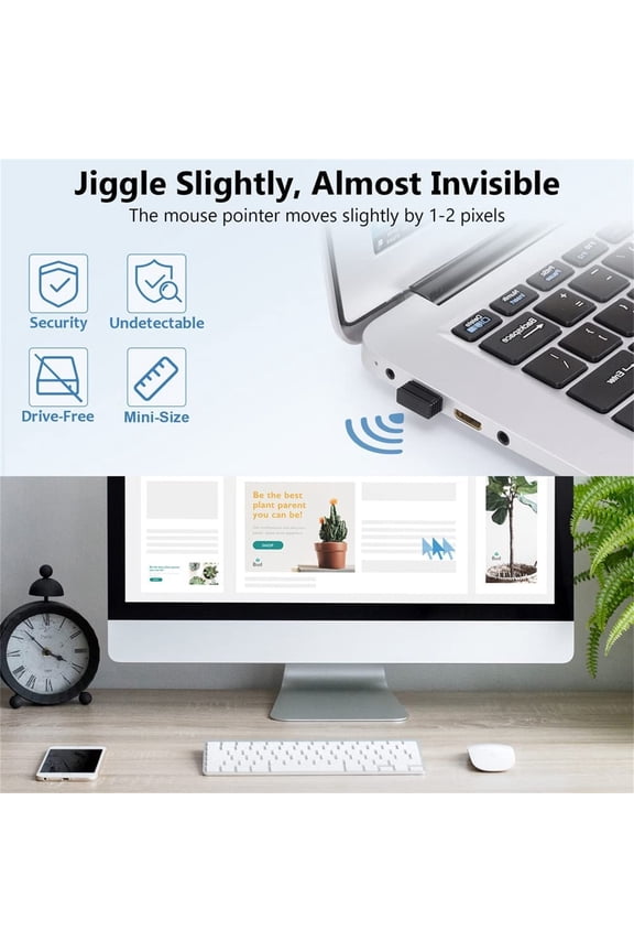Latrodar Mouse Jiggler Undetectable USB Mover NO Software Required Black Safe&Non-Toxic Black 0.8x0.8 Inch Home Gadgets