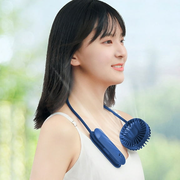 Latrodar New Fan Winding On Your Body Rechargeable Mini Portable Crafted with Care USB Lightweight Fan Blue 4x1.84 Inch Home Decor
