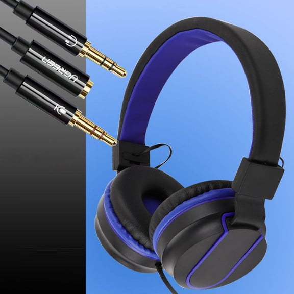 Gecau Noise-Cancelling Heavy Headset Gaming Wired Universal Headset Foldable Practical&Affordable Blue 8x6.8 Inch Home Essentials