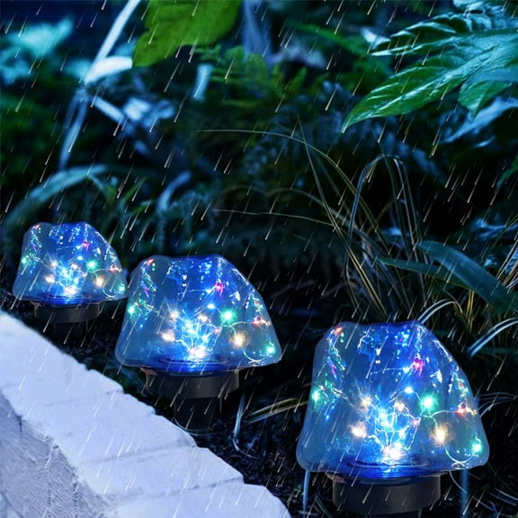 Latrodar Outdoor G-em LED String Buried Courtyard Garden Ground Plug Induction Villa L-awn Street blue Upgraded 4.8x4.8 Inch