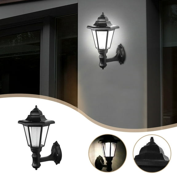 Gecau Outdoor Solar Lights, Garden Retro Hexagonal Wall Lamp, Creative LED Hexagonal Light Black Home Gadgets