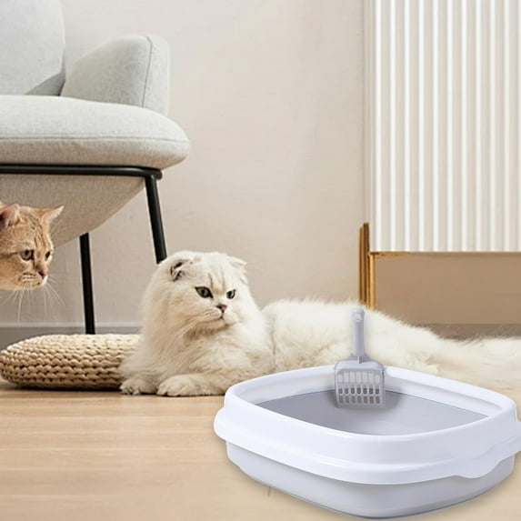 Latrodar Pet Supplies Semi-enclosed Pussy Litter Box Crafted with Care ter Pussy Litter Box Gray 16x13.4 Inch Home Essentials