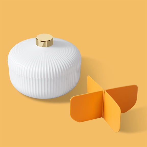 Gecau Plastic Divided Snack Box With Cover Snack Fruit Tray Food Storage Lunch Box Removable And Washable Round Four Compartment White Upgraded