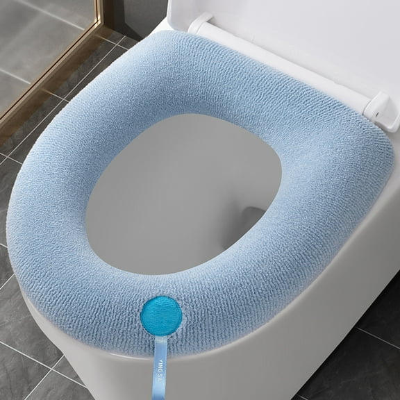 Latrodar Polyester Toilet Seat Cushion Warm Cushion Toilet Seat Pad Toilet Best of Both Worlds om Toilet Seat Cover Blue Home Decor