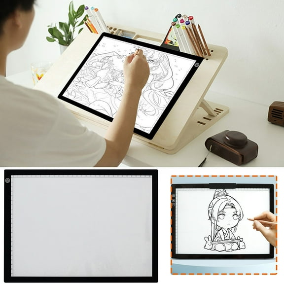 Gecau Portable A4 Tracing LED Copy Board Light Box Slim Light Pad Well-Made Animation Sketching As shown 12.8x8.4 Inch Home Stuff