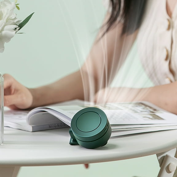 Latrodar Portable Waist Fan 900mAh Battery Necklace Fan 2 In 1 Elaborately Made For Working Outdoor Green 3x3 Inch Home Gadgets
