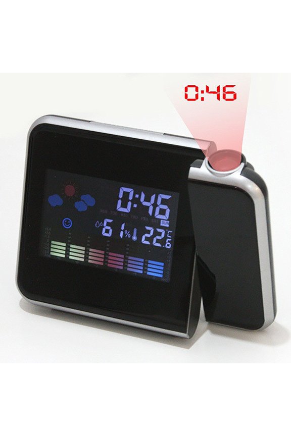 Projection Alarm Clock With Date LED Digital Clock Secure Black 6.4x6 Inch Home Gadgets