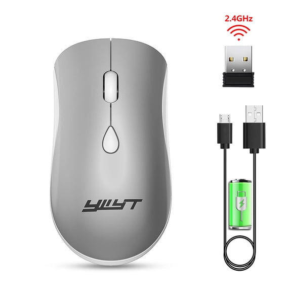 Gecau Rechargeable 2.4G Wireless Gaming Mouse Backlit Long-Lasting Mouse For PC Laptop Silver Home Tools