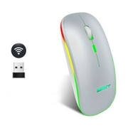 Gecau Rechargeable 2.4G Wireless Gaming Mouse Backlit Sturdy Mouse For PC Laptop Silver Home Gadgets