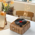 thumbnail image 1 of Latrodar Record Player Wireless Bluetooth Sound Retro Creatives Mini Portable Card Insert Small Speaker Subwoofer Gift Enduring Brown 4.4x2 Inch Home Tools, 1 of 4