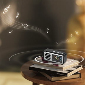 Gecau Retro Bluetooth Audio Alarm Clock, IPX5, Supporting TF Card/Bluetooth/AUX Affordable&High-Quality d Standby Up To 650H Black 5.6x3.36 Inch Home Tools