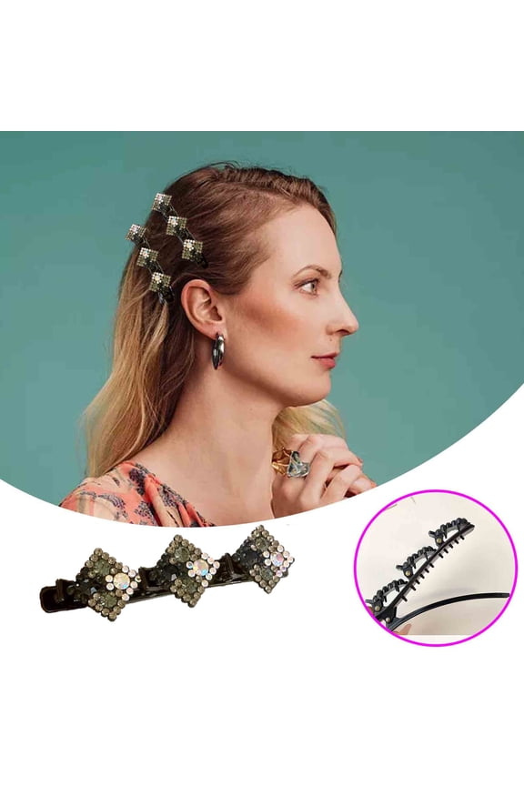 Rhinestone Hairpin Female Summer Forehead Affordable&High-Quality r Artifact Side Clip Khaki 4x0.8 Inch Beauty Gift Sets