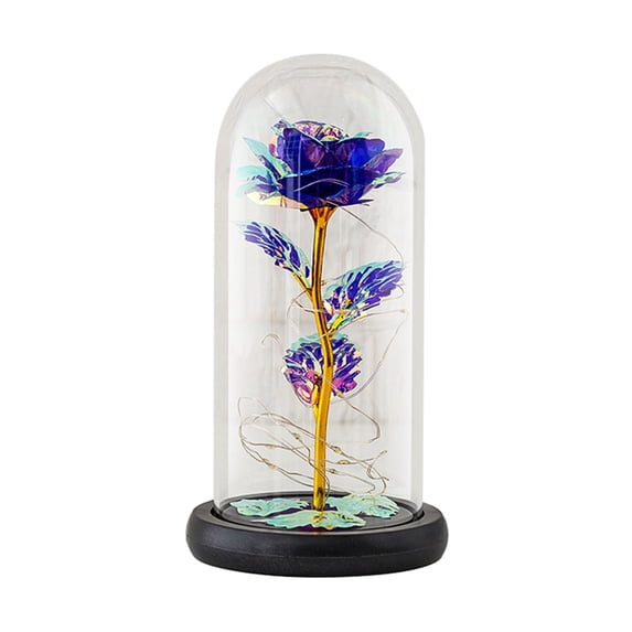 Latrodar Romantic Glass Rose Flower Wedding Crafted with Care Valentine's Day Gift Purple 10x5.2 Inch Home Decor