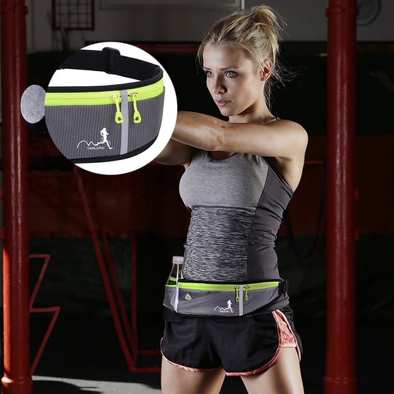 Latrodar Running Belt With Water Bottle Sports Pack Waist Bag For Men & Women Sports Belt With Zipper For Running Hiking Climbing Gray Art&Crafts