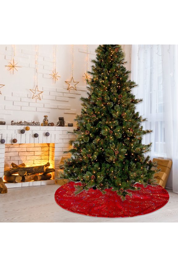 Seasonals Decorative Christmas Decoration Supplies Dutchs Velvet Stamping Christmas Creative Tree Bottom Dress Up Red Home Stuff