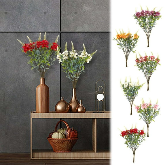 Latrodar Simulated Flowers Five Blossoms Home Decor Vase Flower Arrangement Outdoor Wedding Gardening Decoration Fake Flowers Home Assembly White Plastic up to 60% Off