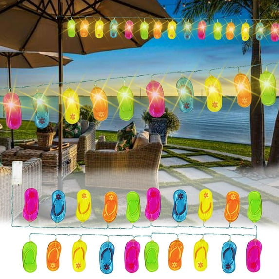 Latrodar Slipper String Lights, Summer Outdoor Patio Decorative Lights, Bedroom Room Best of Both Worlds Slippers Decorative Multicolor Home Decor