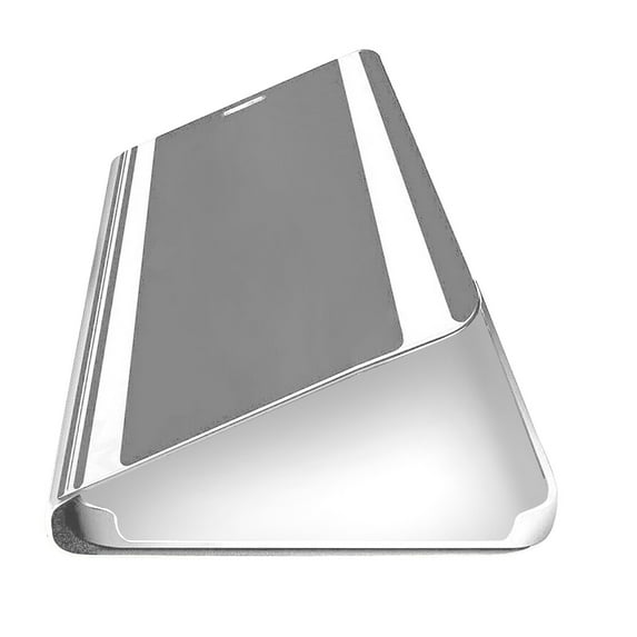 Gecau Smart Leather Flip Clear View Mirror Case Cover For 12 Mini 5.4in High Durability Silver Home Essentials