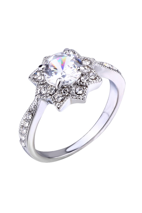 Snowflake Diamond Engagement Luxurious Shiny Rhinestone Creative Romantic Accessories Personality Woman Birthday Valentine's Day Silver up to 30% Off