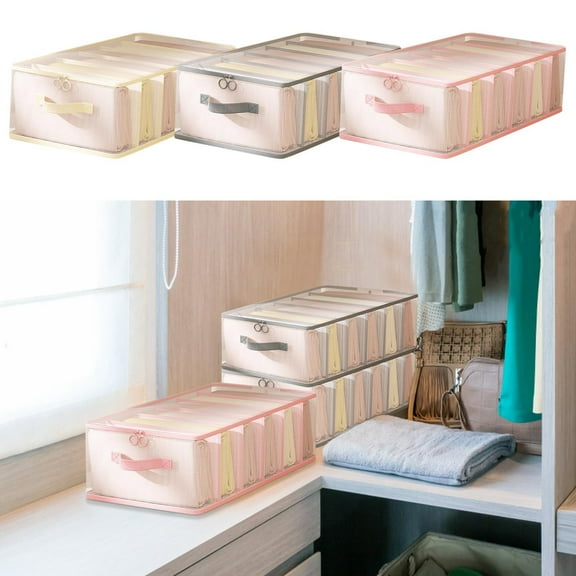 Latrodar Socks Organizer for Drawers Double Zipper Travel Organizer Bags Bedroom Office Underbed Storage Solid Clothes Storage Bins Reusable for Blanket Comforters Clothes Sheet Toys 1PC